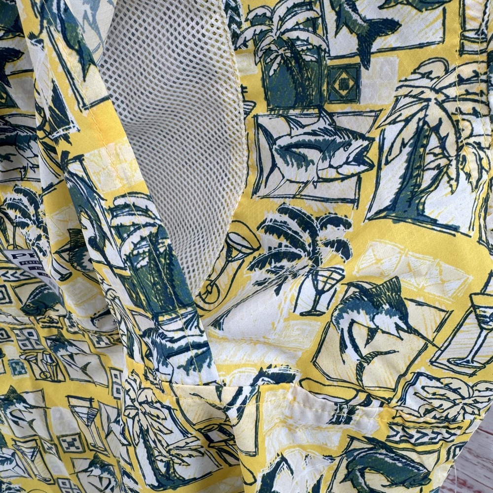 Columbia PFG Shirt Mens Medium Tropical Fish Cocktails Palm Tree Print Vented - Picture 10 of 12